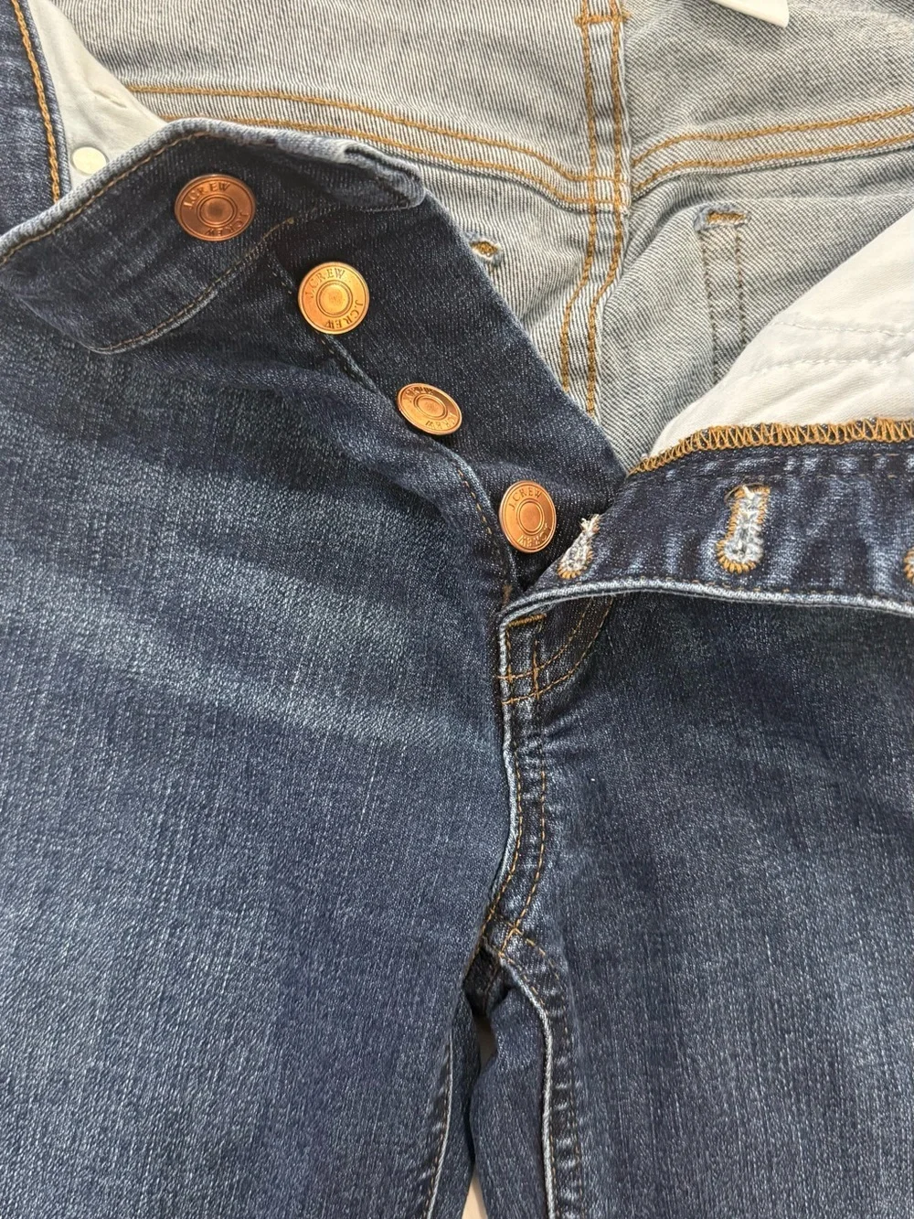 J. Crew Dark Indigo Crop Flare Jeans with Button Front